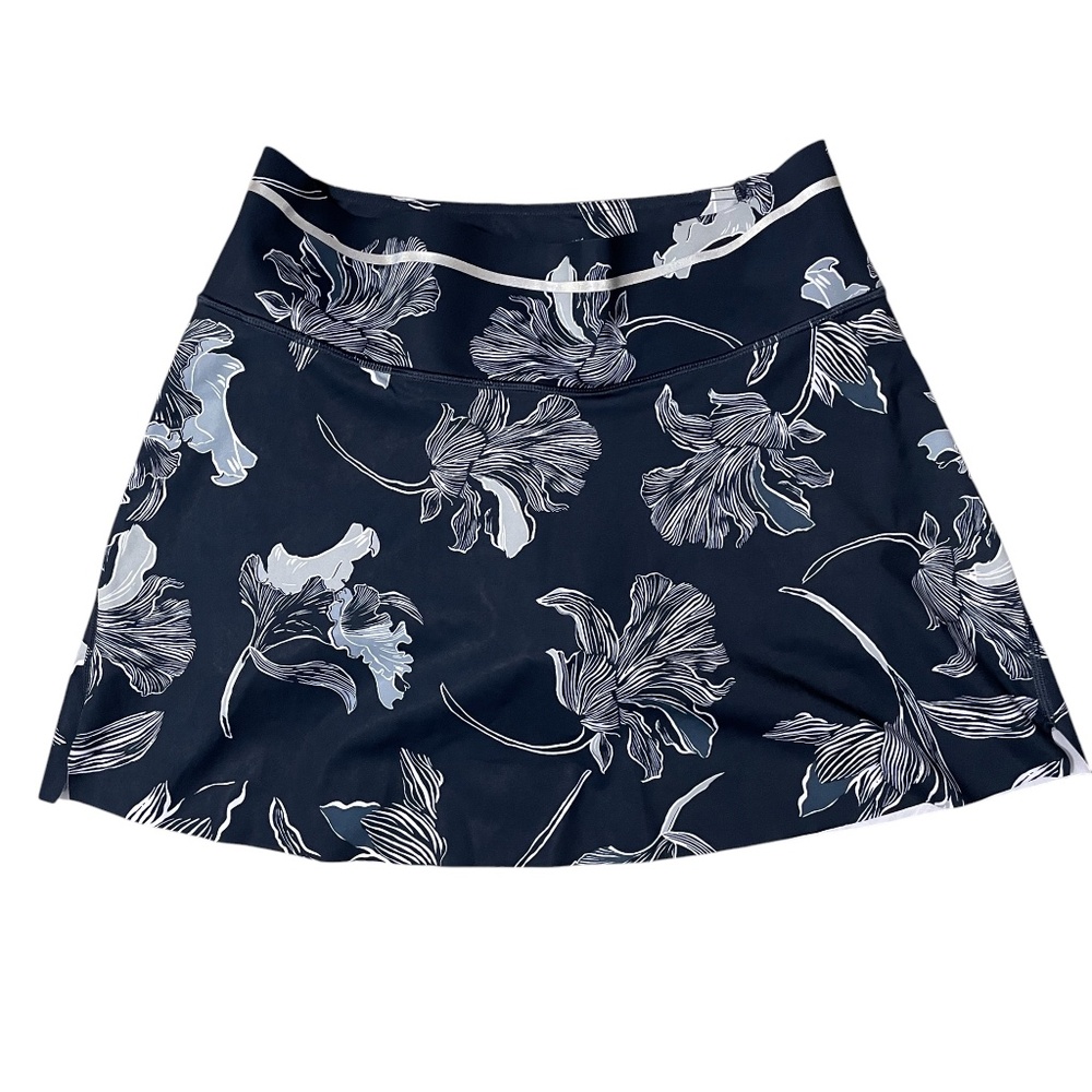 Athleta Small Navy Skort Silver Print Floral Tennis Golf Athletic